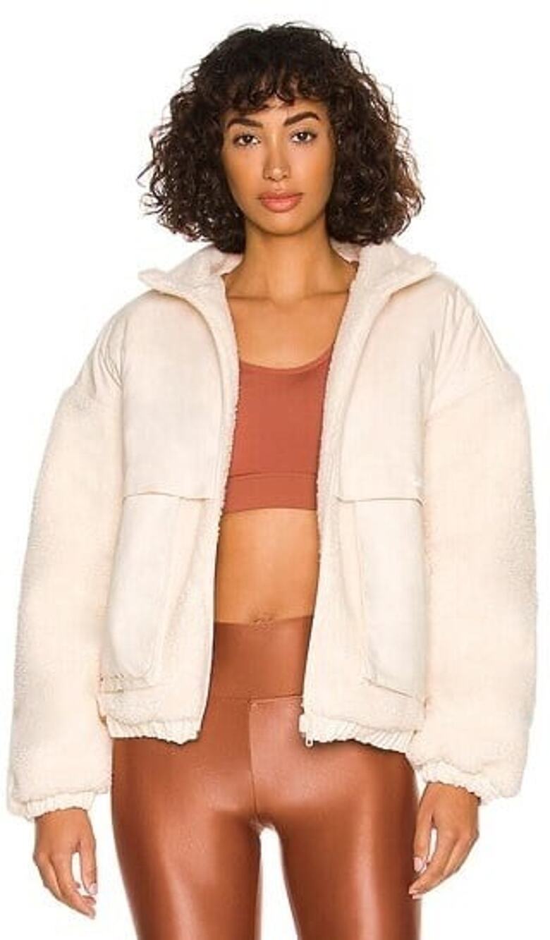 NWT Koral Aina Faux Sherpa Reversible Jacket Off White Large Zip Plush $350